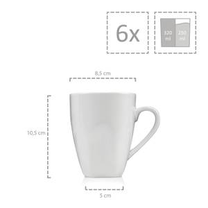 Kaffeebecher Set Markant 6 tlg. Weiß - Porzellan - 32 x 7 x 37 cm
