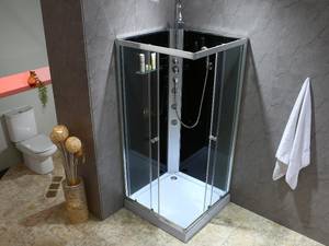 Duschkabine mit Hydromassage CASSIA Schwarz - Glas - 90 x 220 x 90 cm
