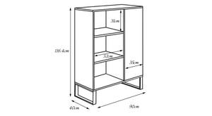 Industrielles Sideboard mit 1 Tür und 2 Braun - Holzwerkstoff - 40 x 117 x 90 cm