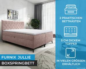 Boxspringbett JULLIE Pink - Breite: 186 cm