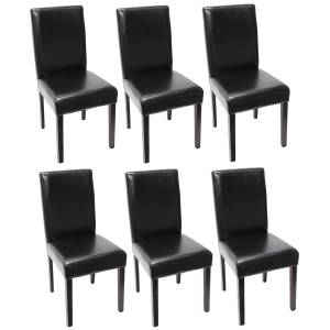 Chaise capitonnée Littau (lot de 6) Noir - Marron foncé