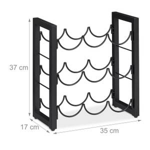 Schwarzes Weinregal für 9 Flaschen Schwarz - Metall - 35 x 37 x 17 cm