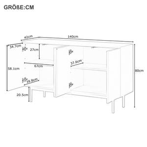 Sideboard LucyLine Ⅱ Weiß - Holzwerkstoff - Metall - 140 x 80 x 42 cm