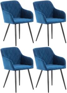 Esszimmerstühle Shila 4er Set Blau - Kunstfell