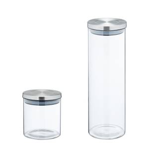 Lot de 6 bocaux en verre avec acier inox Argenté - Verre - Métal - Matière plastique - 10 x 28 x 10 cm