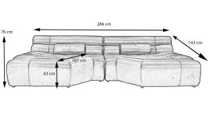 KAWOLA Big Sofa TARA Leder mit Kissen Braun