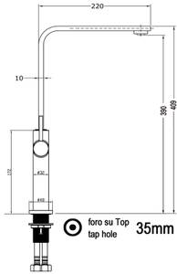 Küchen Armatur Tecno Flach Auslauf Metall - 35 x 41 x 5 cm