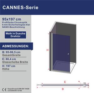 NANO Duschabtrennung Duschwand Walk-In Breite: 95 cm