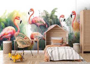 Vlies Fototapete Blätter Flamingos 254 x 184 cm