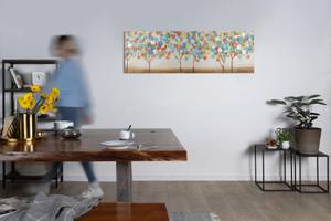 Tableau Feuillage d'automne multicolore Blanc - Bois massif - Textile - 150 x 50 x 4 cm