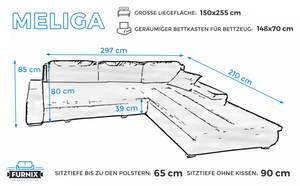 Ecksofa Meliga Beige - Weiß - Holzwerkstoff - Holz teilmassiv - 297 x 85 x 210 cm