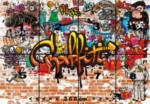 Fototapete Graffiti Steinwand 366x254cm Papier - 366 x 254 x 366 cm