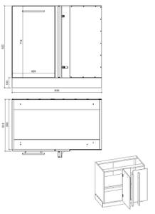 Küchenzeile AVELLINO Grau - Weiß - Holzwerkstoff - 290 x 207 x 305 cm