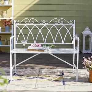 Banc de Jardin OGT45-W Blanc - Métal - 104 x 95 x 55 cm