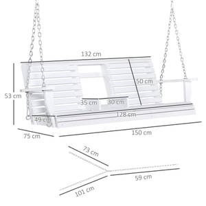 Hängebank 84A-147WT Weiß - Massivholz - 75 x 53 x 150 cm