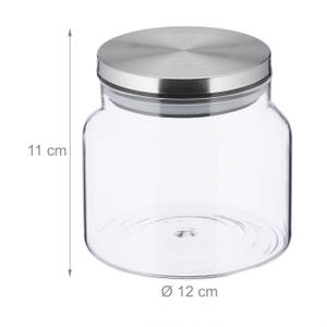 3x bocaux en verre de 850 ml Argenté - Verre - Métal - Matière plastique - 12 x 11 x 12 cm