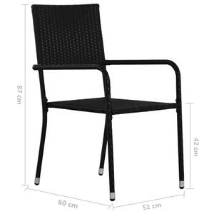 Garten-Essgruppe (7-teilig) 3009978-2 Schwarz - Metall - Polyrattan - 110 x 74 x 110 cm