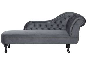 Chaiselongue NIMES Grau - Eiche Dunkel - Armlehne davorstehend links - Ecke davorstehend rechts - Textil