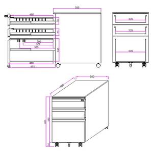 Rollcontainer COLOR OS Grau - Weiß - Metall - 50 x 61 x 39 cm