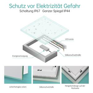 EMKE LED Badspiegel Silber - Glas - 70 x 4 x 50 cm