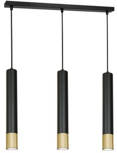 Lampe à suspension LIADAN Noir - Doré - Gris métallisé - 6 x 60 cm