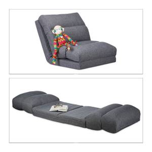 Relaxliege Sessel faltbar Grau - Holzwerkstoff - Kunststoff - Textil - 60 x 55 x 130 cm