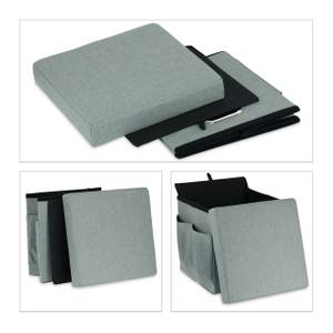 Sitzhocker mit Stauraum & Seitentaschen Grau - Silber - Holzwerkstoff - Kunststoff - Textil - 38 x 38 x 38 cm