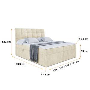 Boxspringbett BRUGO Beige - Breite: 180 cm - H3