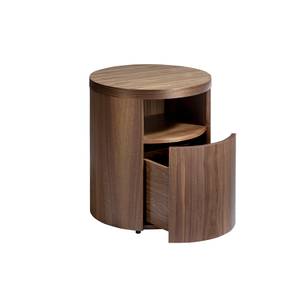 Table de chevet ronde en bois de noyer Marron - Bois/Imitation - En partie en bois massif - 48 x 55 x 48 cm