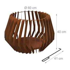 Feuerkorb mit Schürhaken Braun - Metall - 60 x 40 x 60 cm