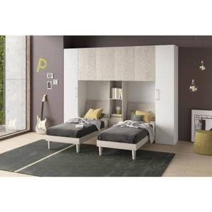 Schlafzimmer komplett mit Kleiderschrank Weiß - Holz teilmassiv - 313 x 247 x 212 cm