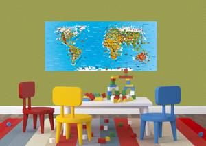 affiche carte du monde pour enfants Fibres naturelles - Textile - 202 x 90 x 90 cm