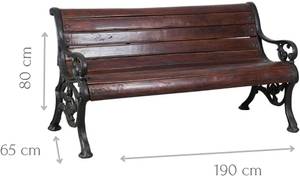 Banc en Bois Noir - Marron - Métal - Bois massif - 65 x 77 x 145 cm