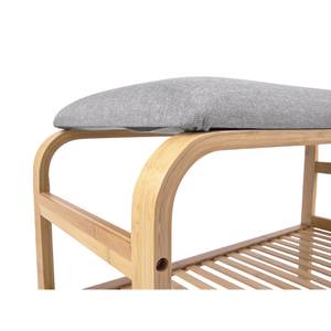 Banc en bois et tissu gris Marron - Bambou - 30 x 45 x 70 cm