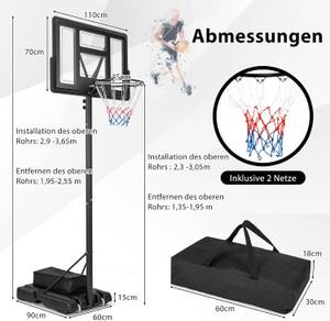 Basketballkorb EB50374DE Schwarz - Metall - 74 x 21 x 111 cm