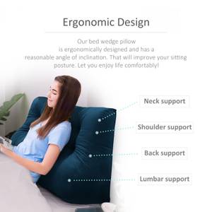 Oreiller cunéiforme ergonomique Bleu - Largeur : 180 cm