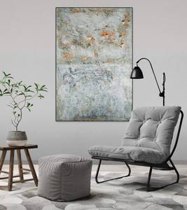 Tableau peint à la main On the Clifftop Gris - Bois massif - Textile - 80 x 120 x 4 cm