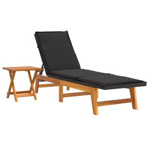 Chaise longue 319724 Noir - Métal - Polyrotin - Bois/Imitation - 54 x 87 x 200 cm