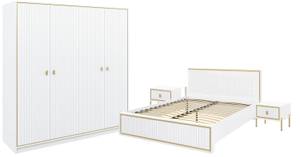 Schlafzimmer-Set LUXOR 4-teilig Weiß - Holzwerkstoff - 501 x 220 x 221 cm