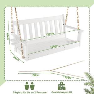 Gartenschaukel 2-Sitz Weiß - Kunststoff - 66 x 61 x 137 cm