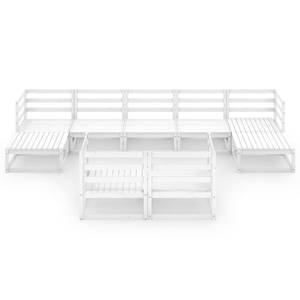 Garten-Lounge-Set (9-teilig) 3009743-1 Weiß - Massivholz - Holzart/Dekor - 70 x 30 x 70 cm