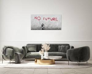 Tableau peint Banksy's No Future Rouge - Bois massif - Textile - 120 x 60 x 4 cm