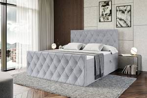 ALTDECOR Boxspringbett mit Topper - AMAY Schiefergrau - Breite: 200 cm - H4