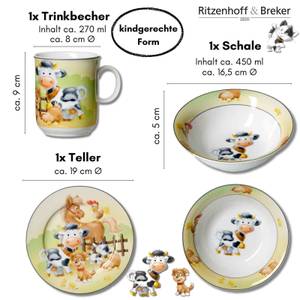 Kindergeschirr-Set Hoftiere 7-teilig Ton - Porzellan - 1 x 1 x 1 cm