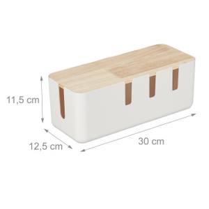 Kabelbox weiß Braun - Weiß - Holzwerkstoff - Kunststoff - 30 x 12 x 13 cm