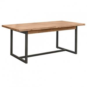 Table 180/220 cm acacia et métal MAYBEL Marron - En partie en bois massif - 220 x 76 x 90 cm