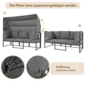 Gartenmöbel-Set MetalSun Ⅴ Grau - Glas - Metall - Kunststoff - 65 x 145 x 175 cm