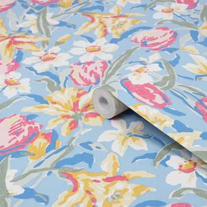 Vliestapete Tulpen China Blau - Papier - Kunststoff - Textil - 52 x 52 x 1000 cm