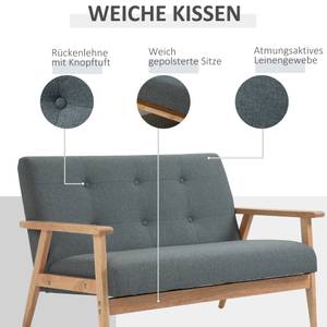 Doppelsofa mit Holzgestell 833-913V02 Grau - Massivholz - 67 x 73 x 115 cm