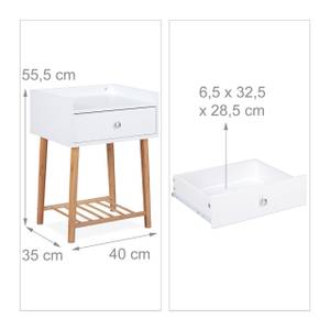 Nachttisch mit Schublade Braun - Weiß - Bambus - Holzwerkstoff - 40 x 56 x 35 cm